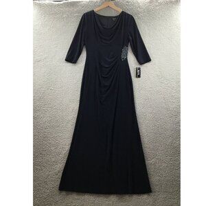 SLNY Beaded Waist Maxi‎ Dress Navy 8